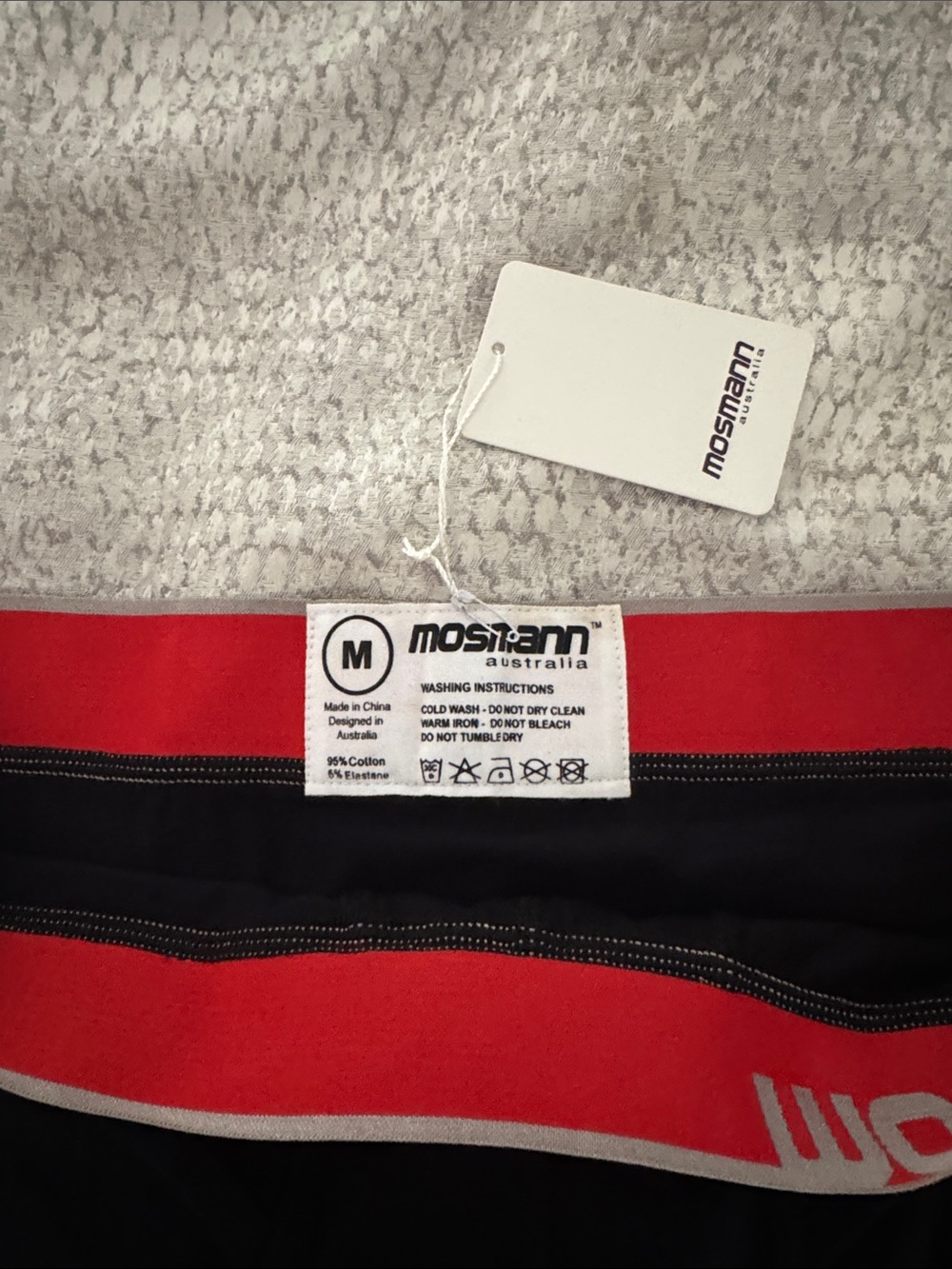 Mosman Men’s Black Briefs with Gray Waistband and Red Logo - Picture 4 of 5